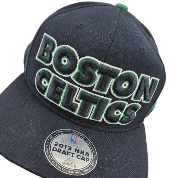 Adidas Boston Celtics Hat Tunestar 2013 Draft Blk Grn Ball Cap Men OS SnapBack - Picture 1 of 12
